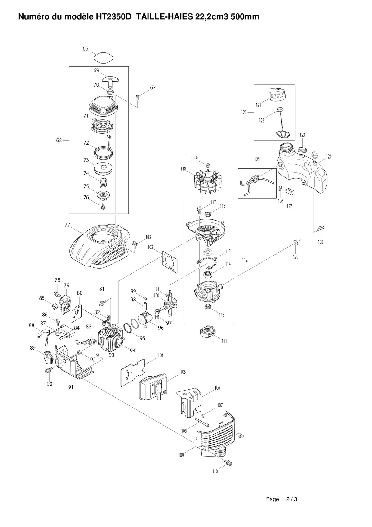 Vue éclatée Makita HT-2350D - page 2