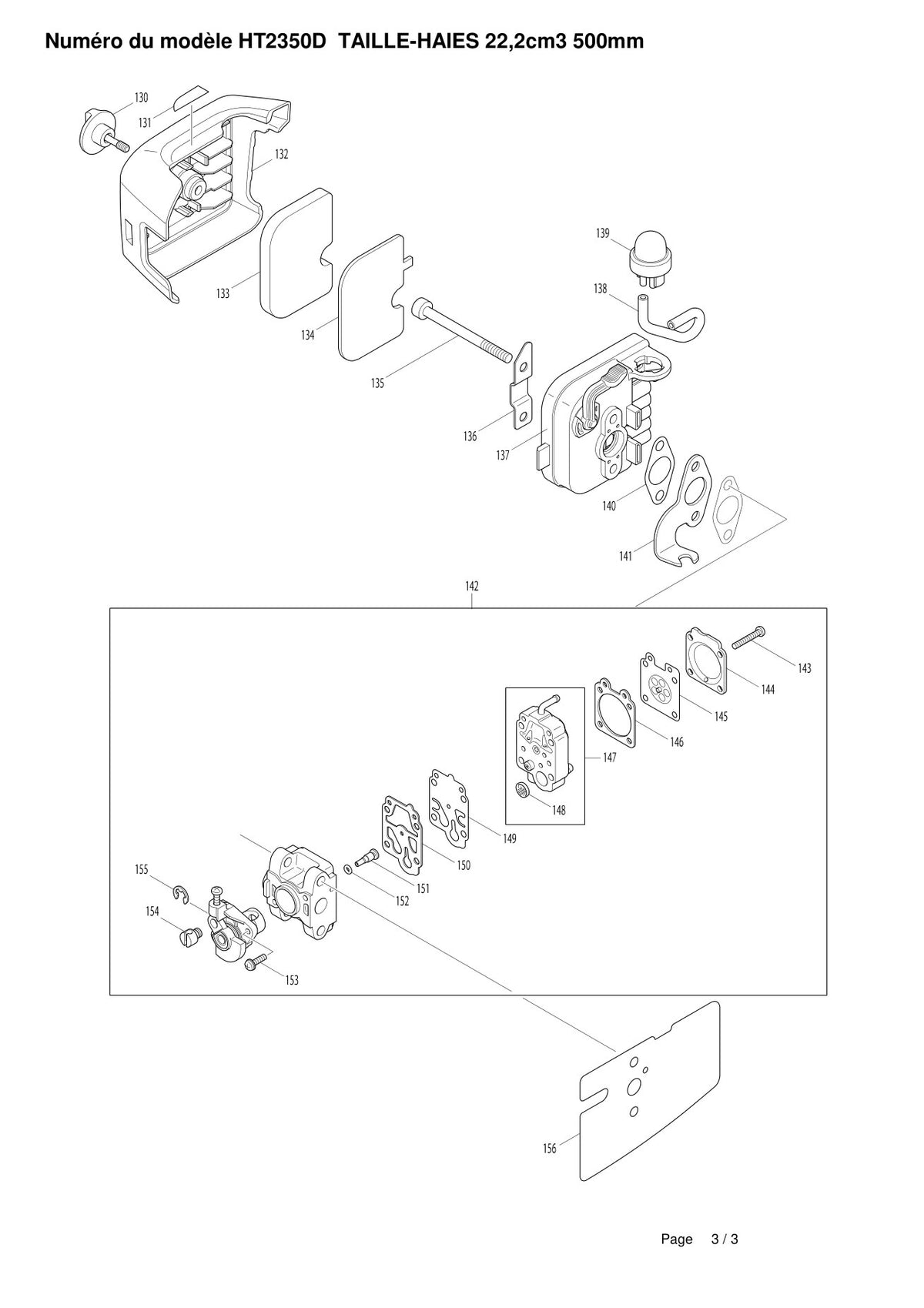 Vue éclatée Makita HT-2350D - page 3