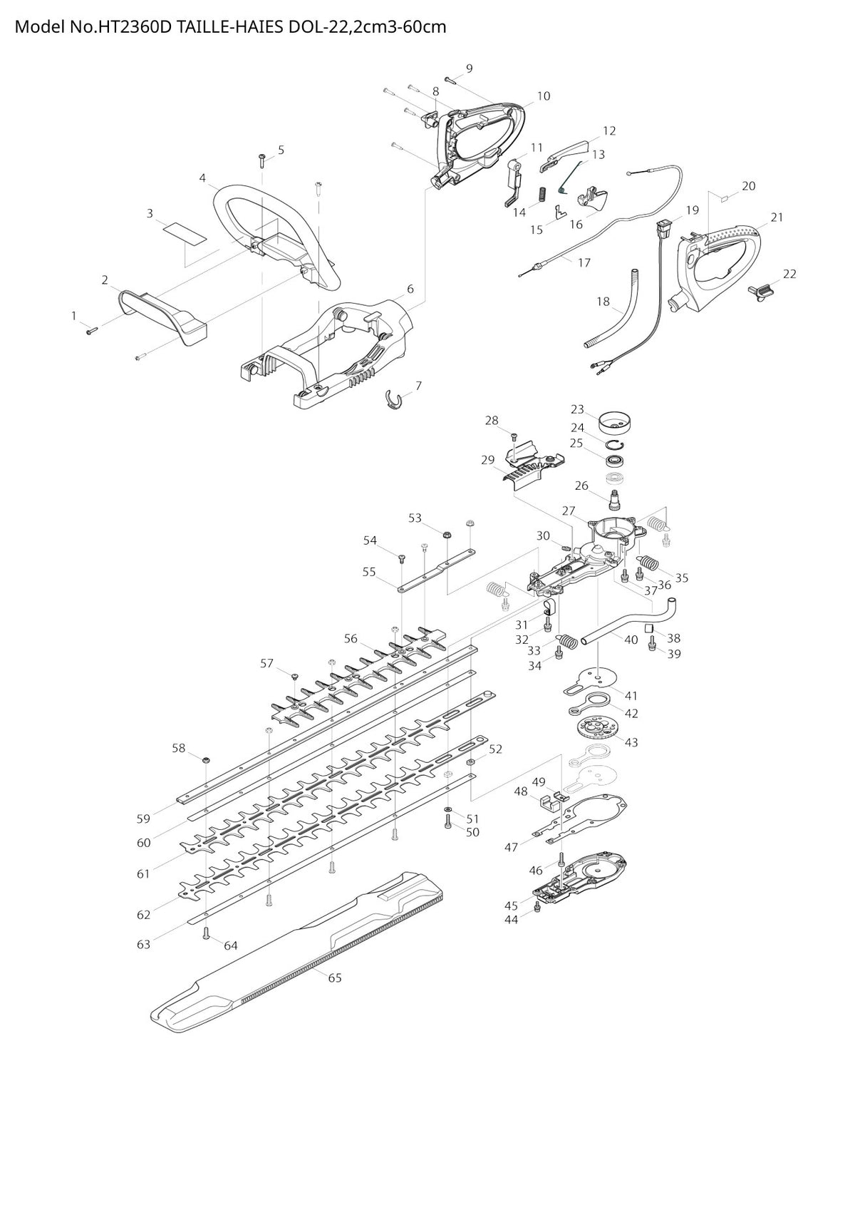 Vue éclatée Makita HT-2360D - page 1