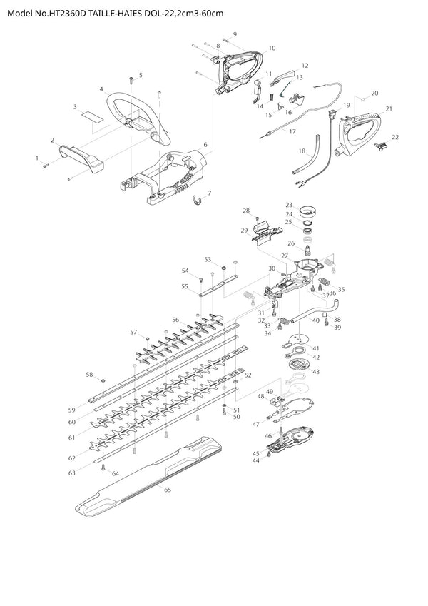 Vue éclatée Makita HT-2360D - page 1