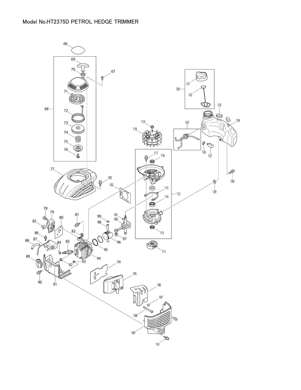 Pièces détachées taille-haie thermique Makita HT-2375D