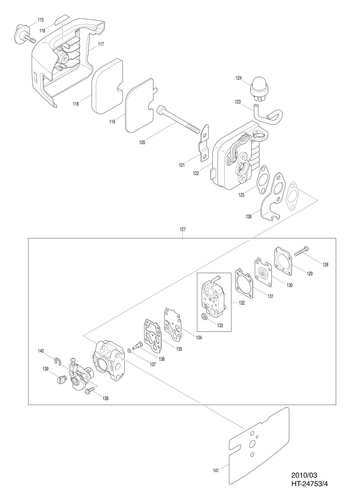 Pièces détachées taille-haie thermique Makita HT-2475