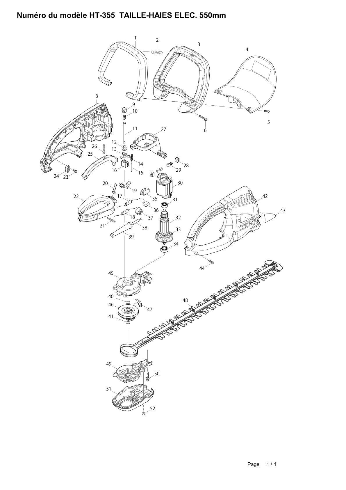 Pièces détachées taille-haie thermique Makita HT-355