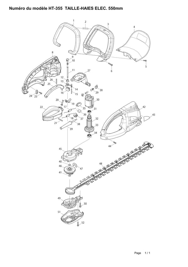 Pièces détachées taille-haie thermique Makita HT-355