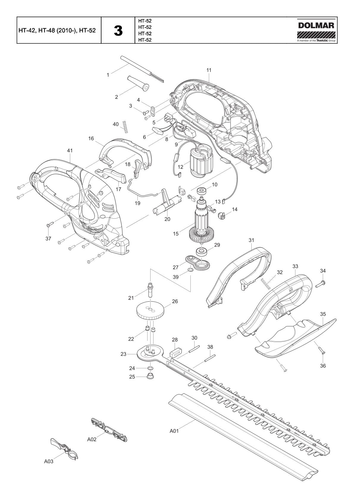 Pièces détachées taille-haie thermique Makita HT-52