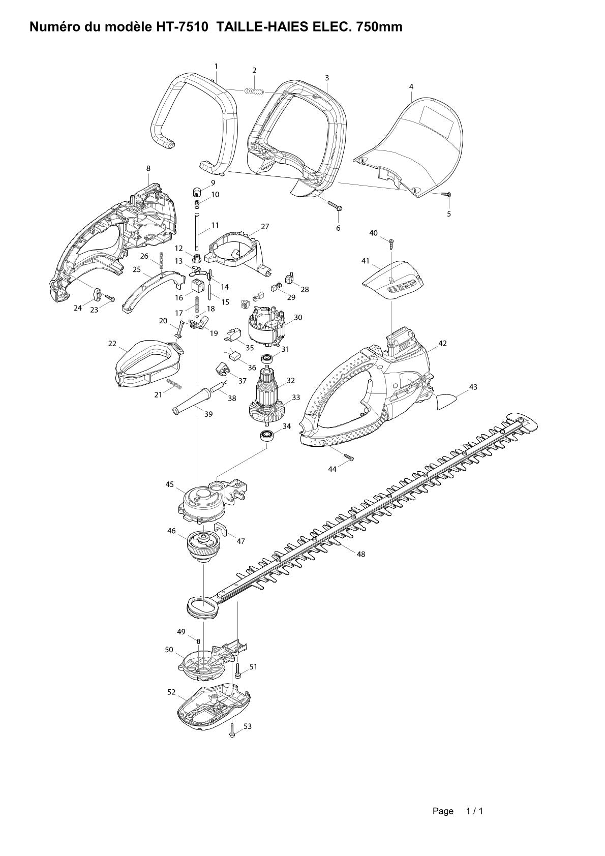 Pièces détachées taille-haie thermique Makita HT-7510