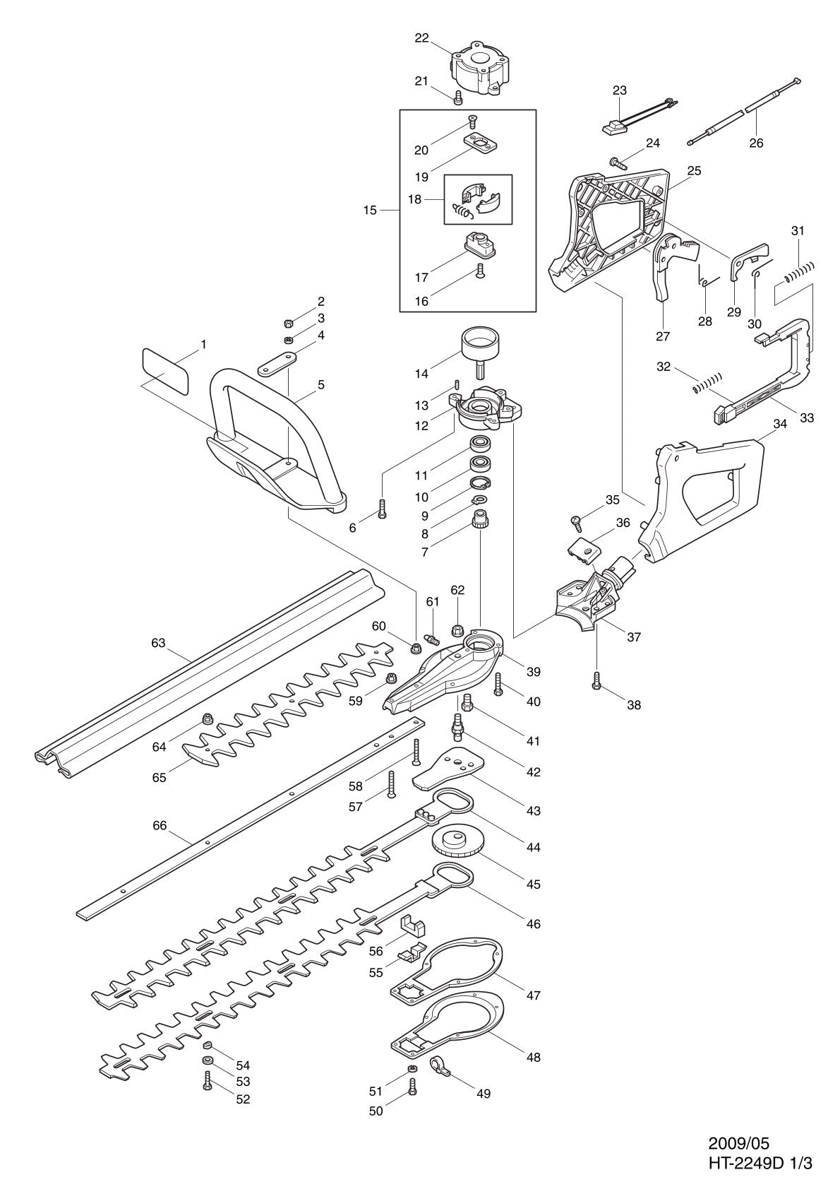 Pièces détachées taille-haie thermique Makita HT2249D