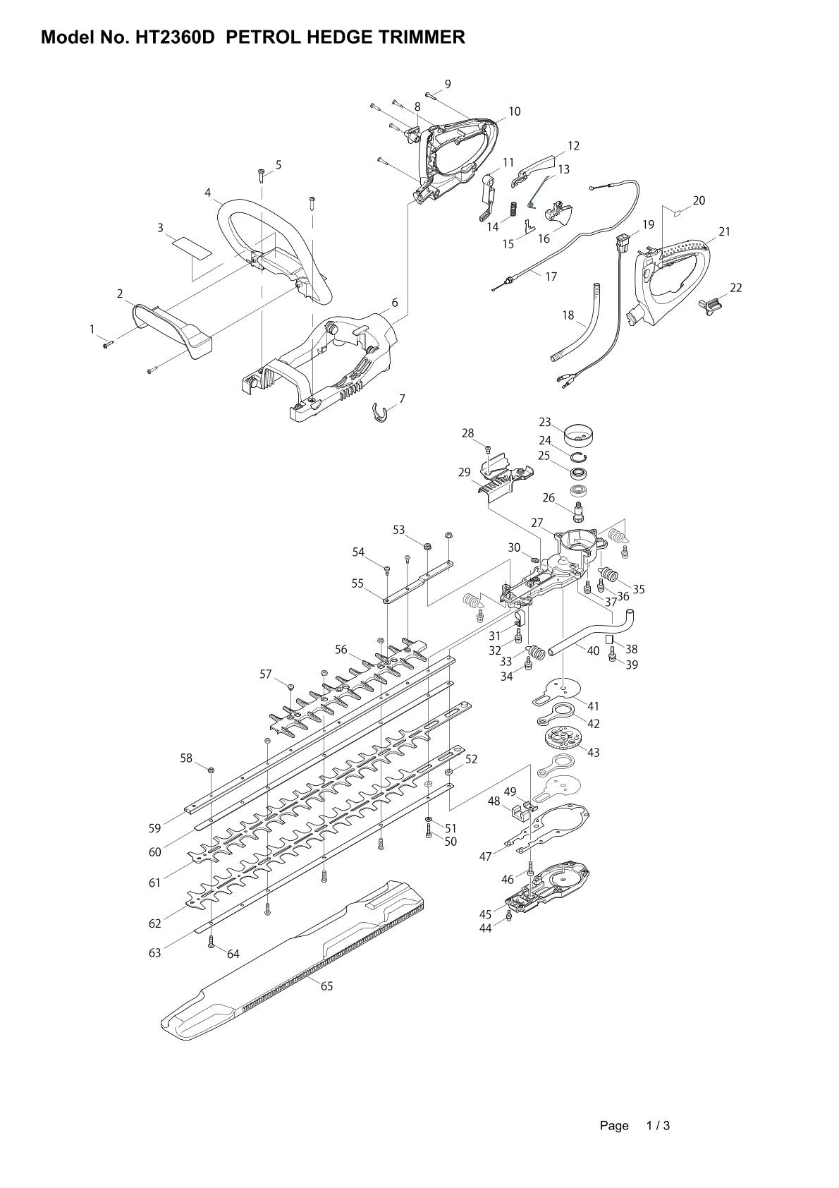 Pièces détachées taille-haie thermique Makita HT2360D