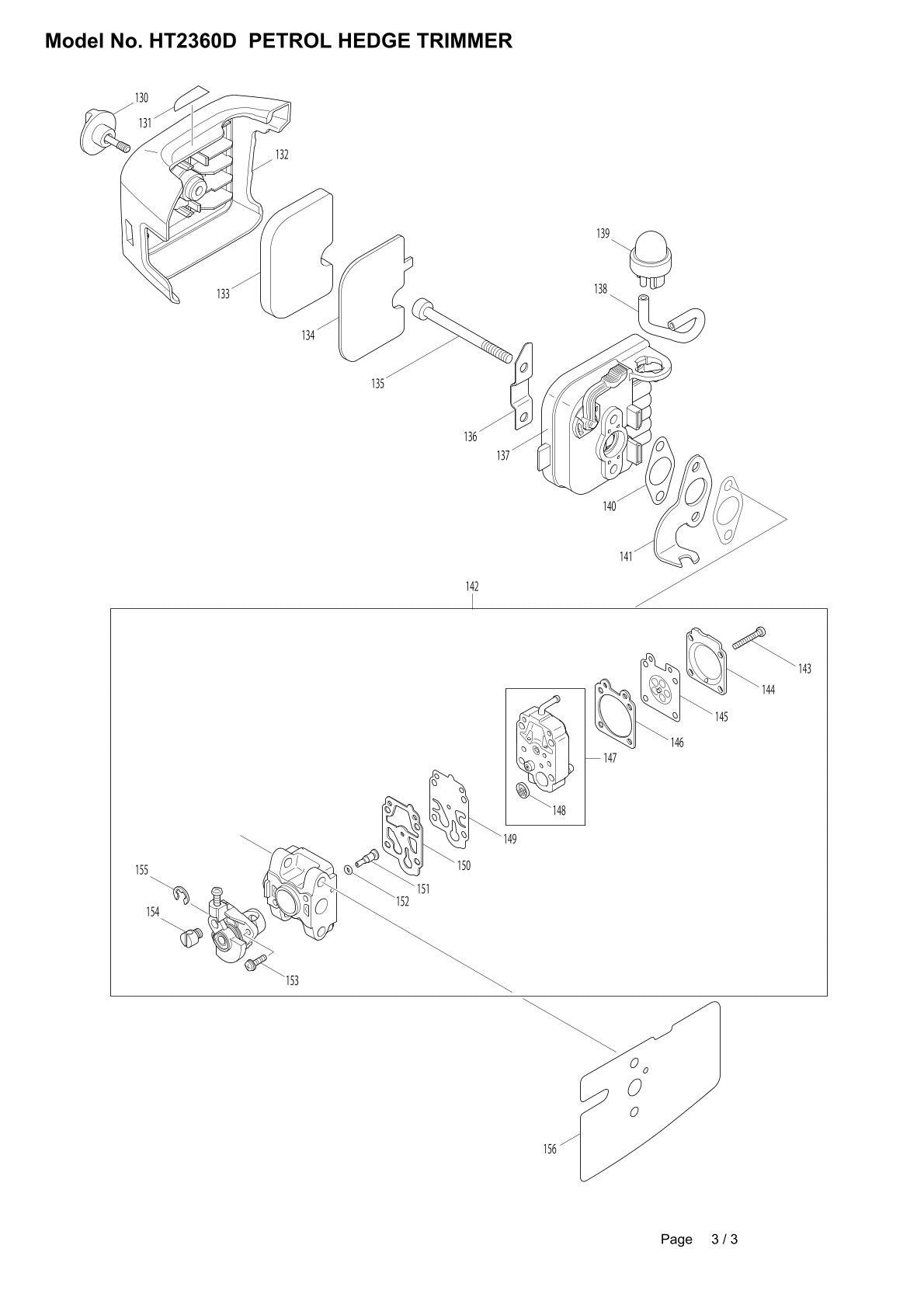 Pièces détachées taille-haie thermique Makita HT2360D