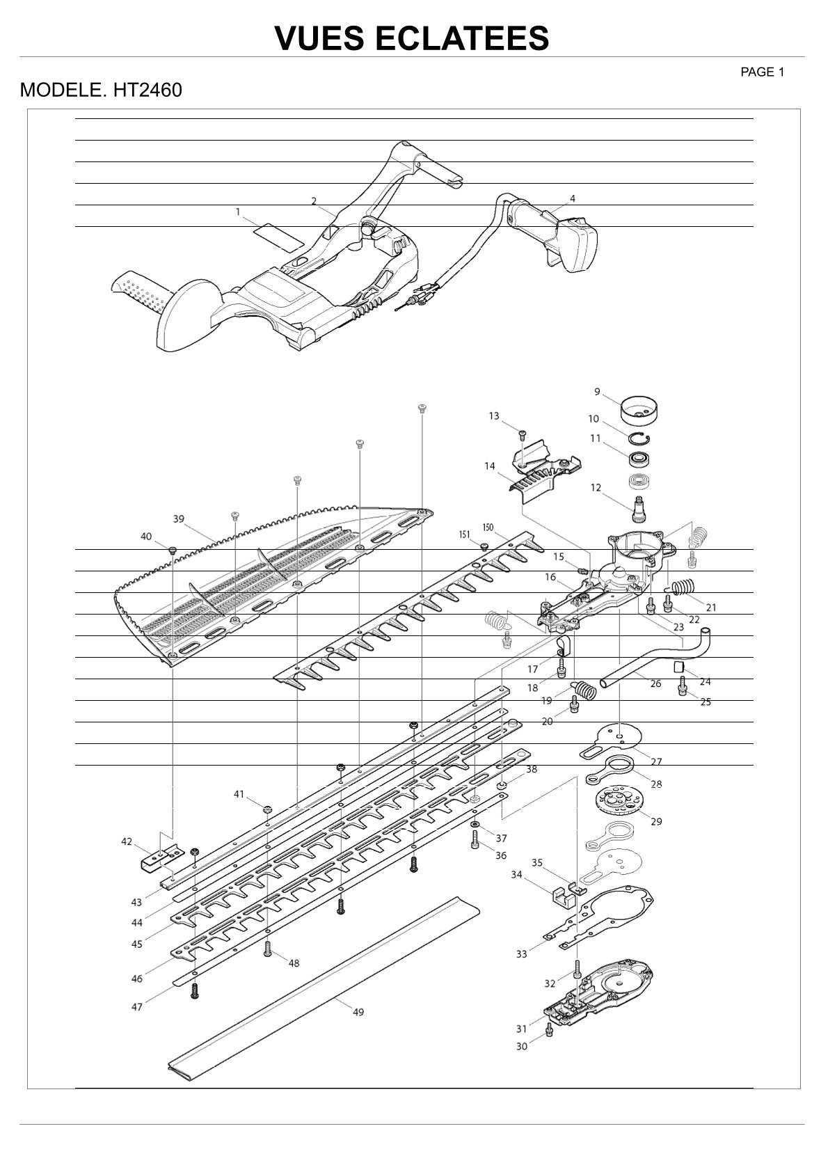 Pièces détachées taille-haie thermique Makita HT2460