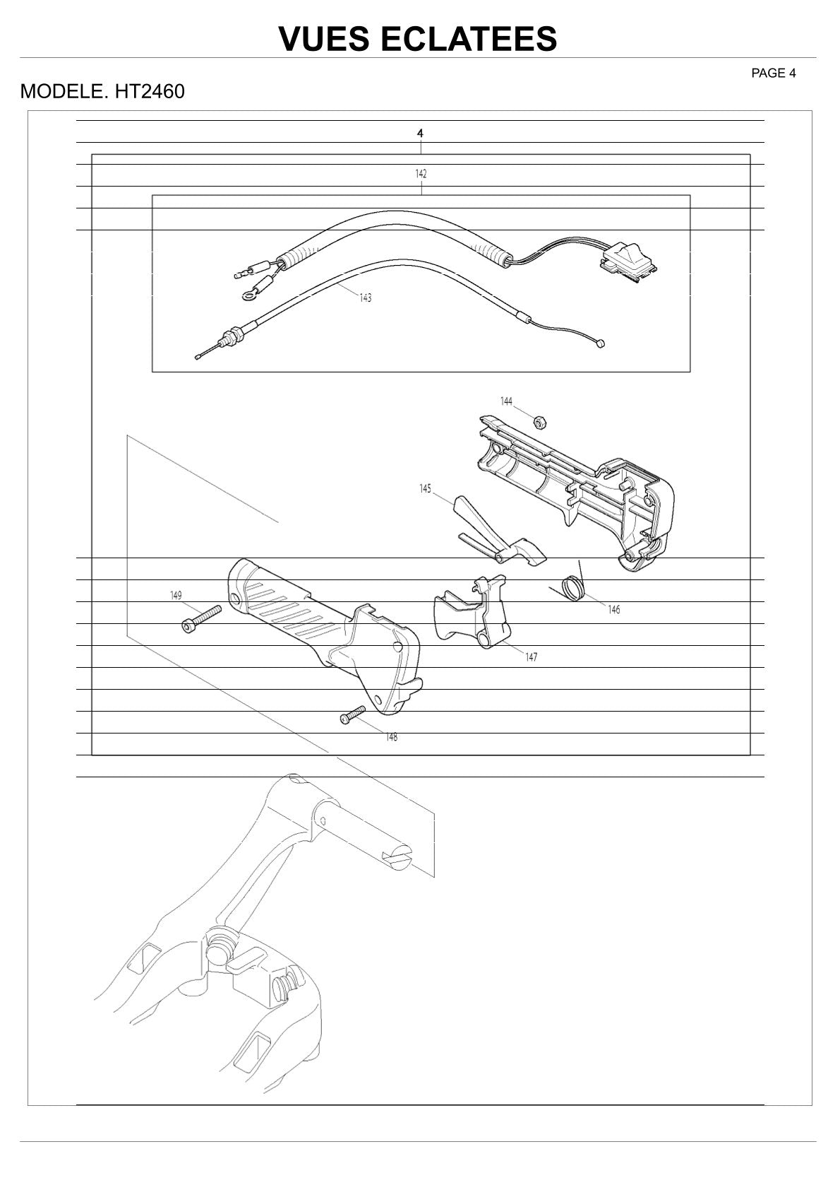 Pièces détachées taille-haie thermique Makita HT2460