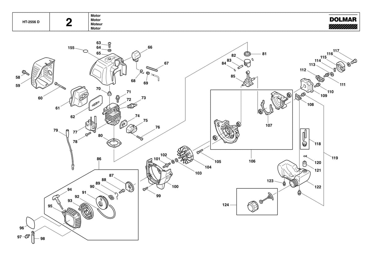 Pièces détachées taille-haie thermique Makita HT2556D