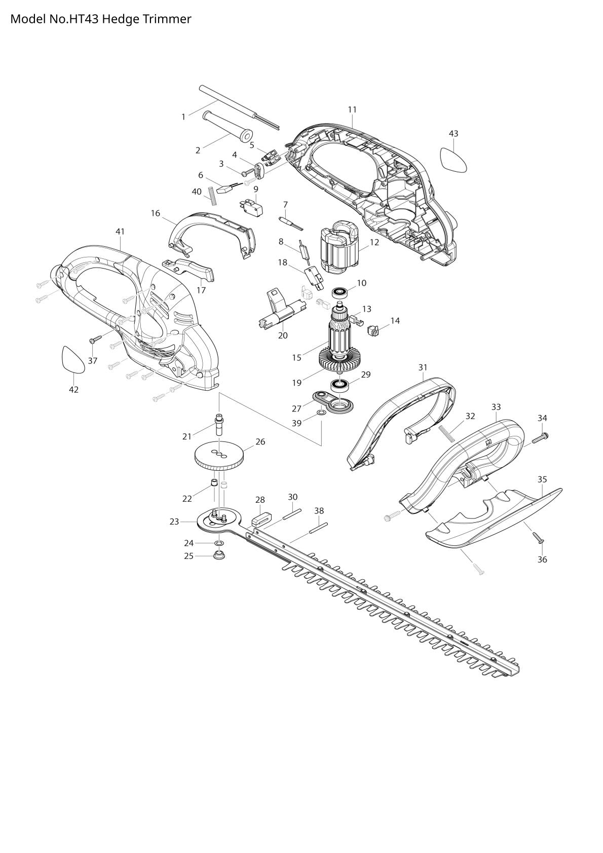Pièces détachées taille-haie thermique Makita HT43