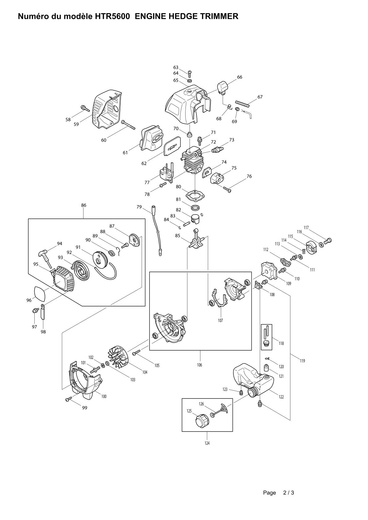 Pièces détachées taille-haie thermique Makita HTR5600