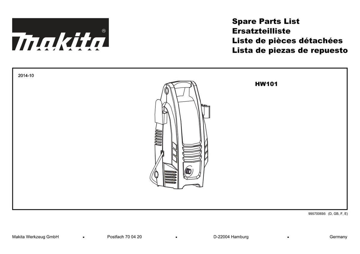Pièces détachées nettoyeur haute pression Makita HW101