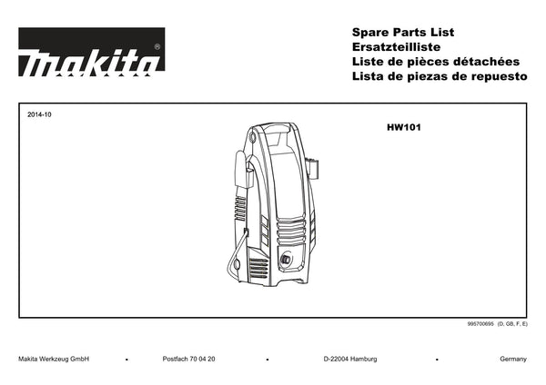 Pièces détachées nettoyeur haute pression Makita HW101