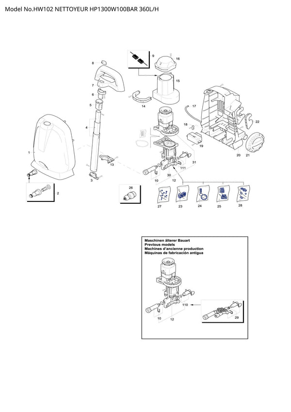 Pièces détachées nettoyeur haute pression Makita HW102