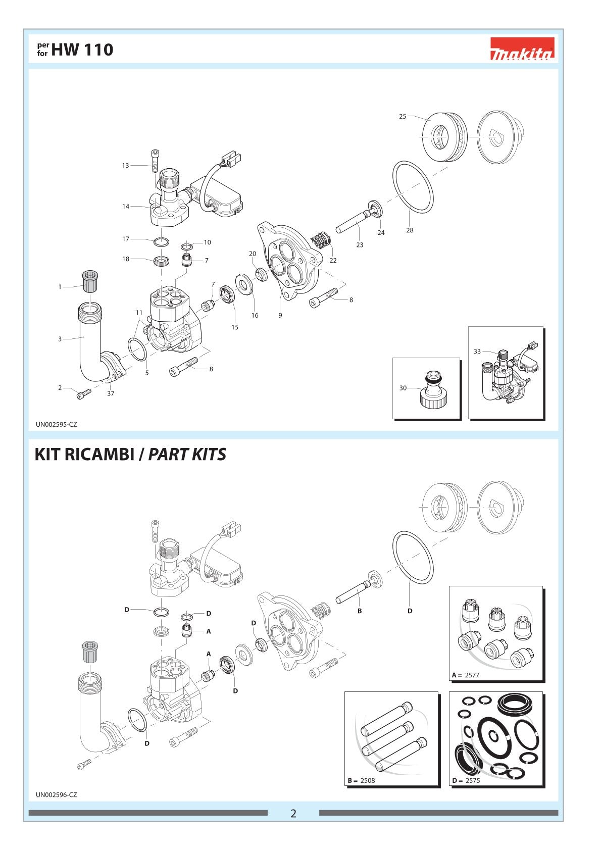 Pièces détachées nettoyeur haute pression Makita HW110