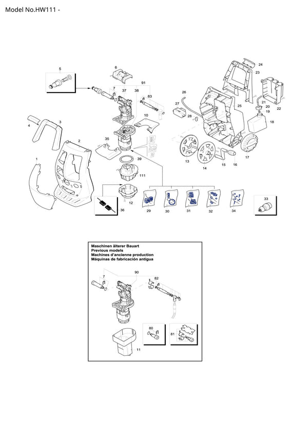 Pièces détachées nettoyeur haute pression Makita HW111