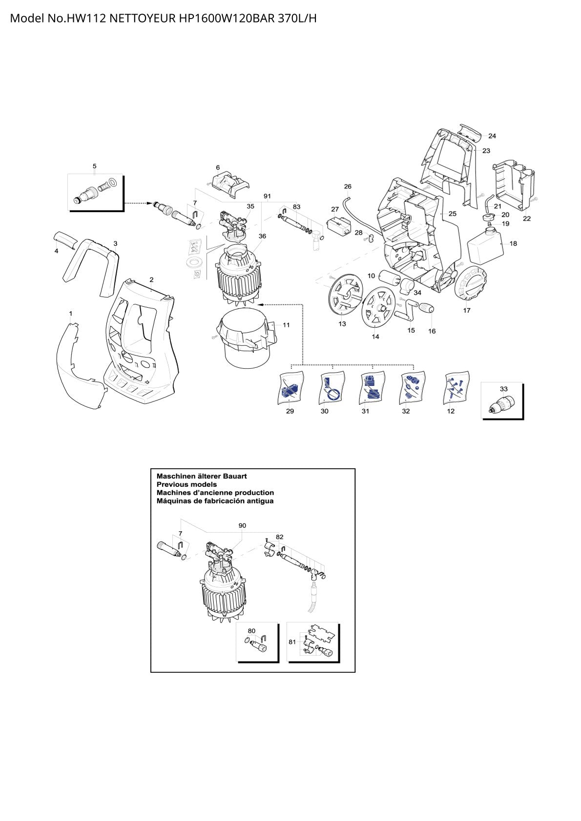 Pièces détachées nettoyeur haute pression Makita HW112