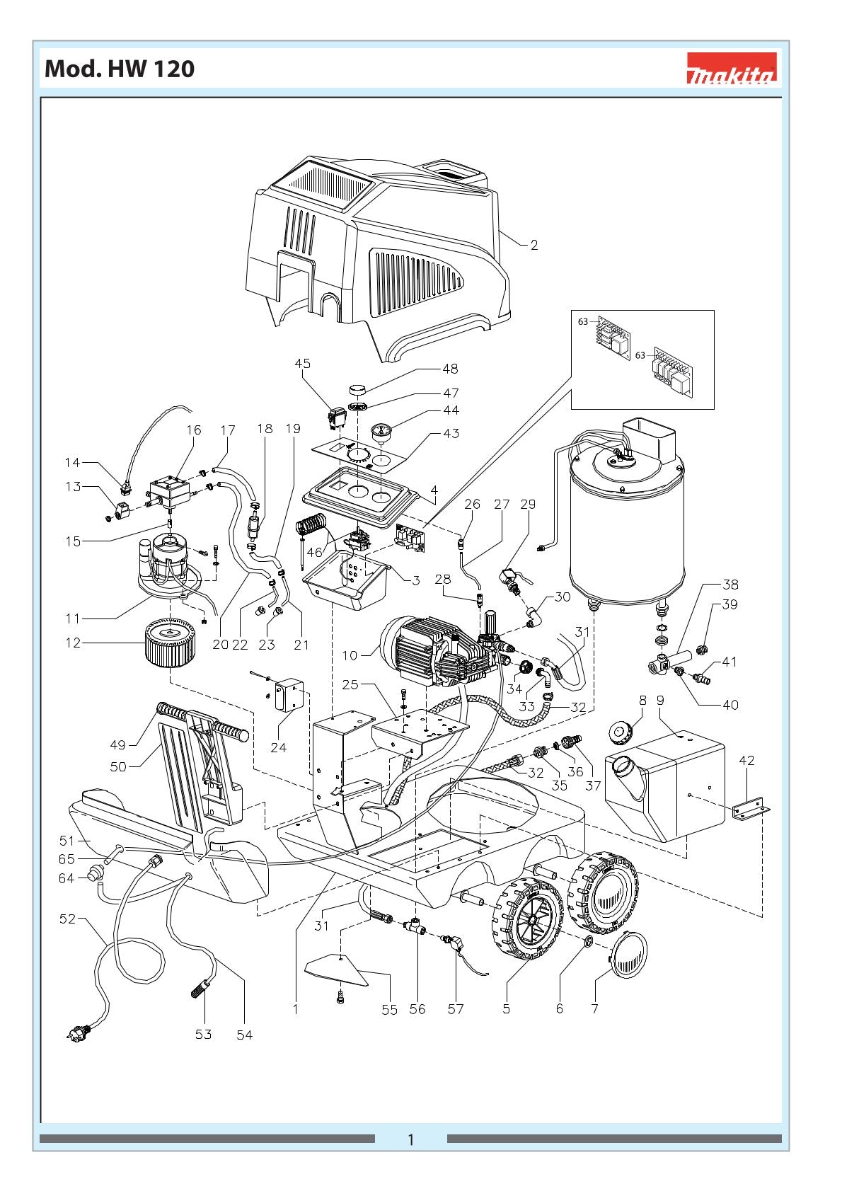 Pièces détachées nettoyeur haute pression Makita HW120