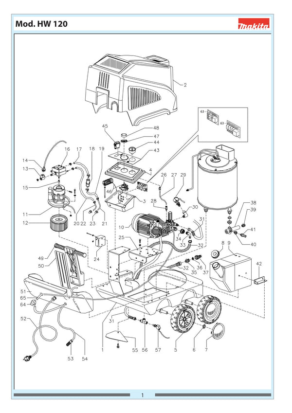 Pièces détachées nettoyeur haute pression Makita HW120