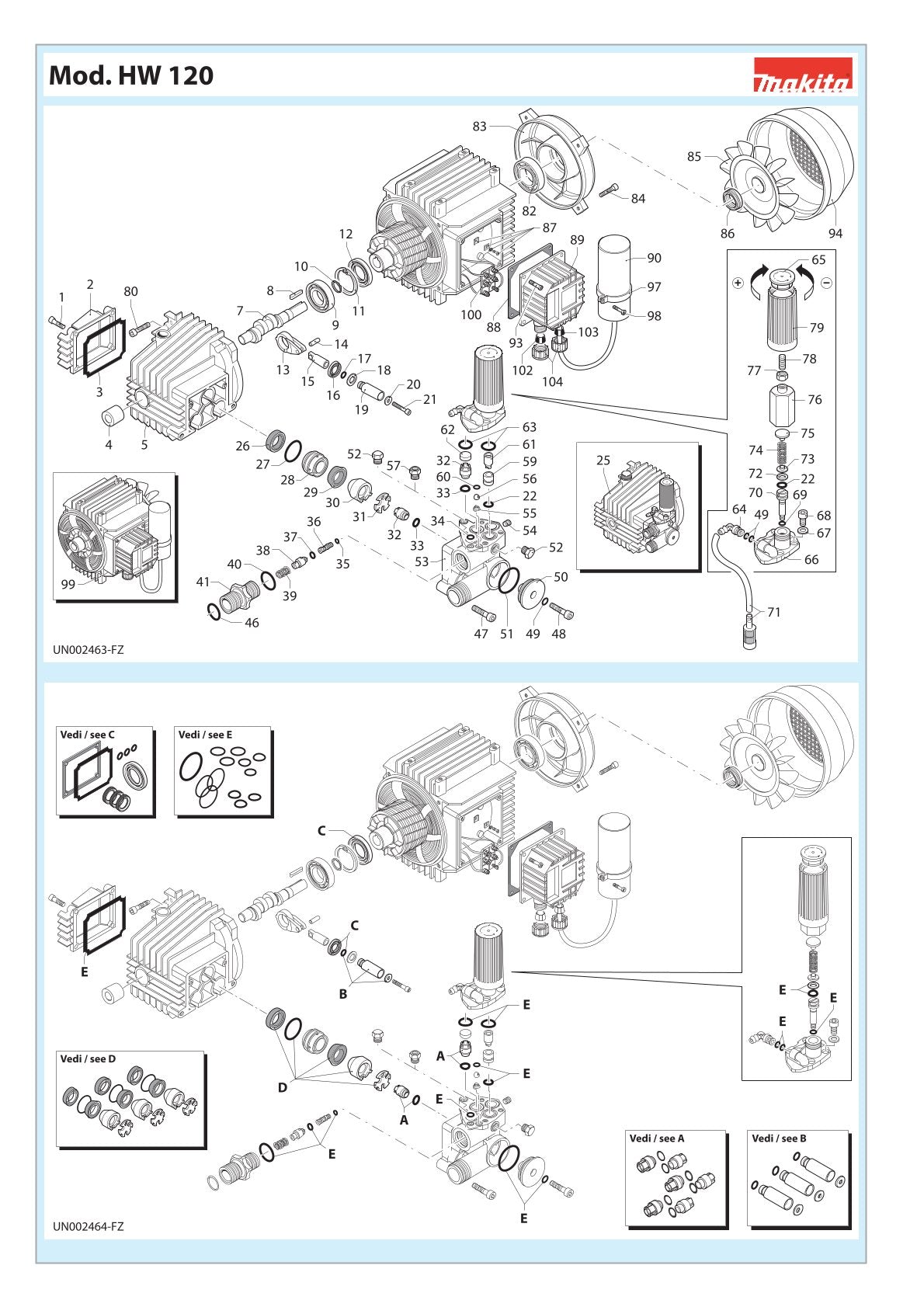 Pièces détachées nettoyeur haute pression Makita HW120