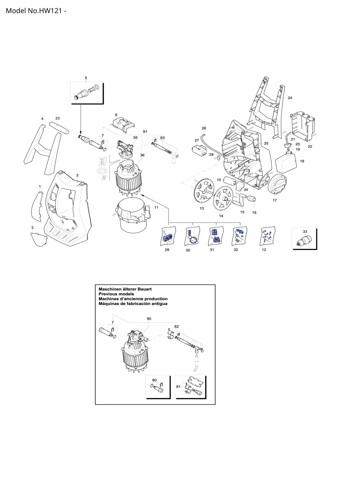 Pièces détachées nettoyeur haute pression Makita HW121
