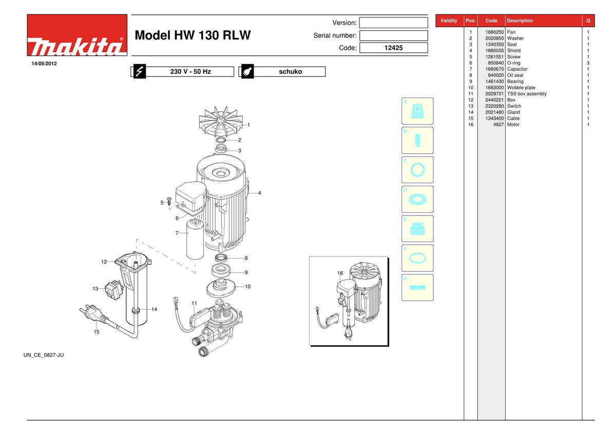 Pièces détachées nettoyeur haute pression Makita HW130