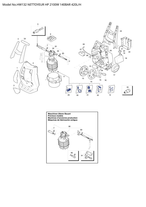 Pièces détachées nettoyeur haute pression Makita HW132