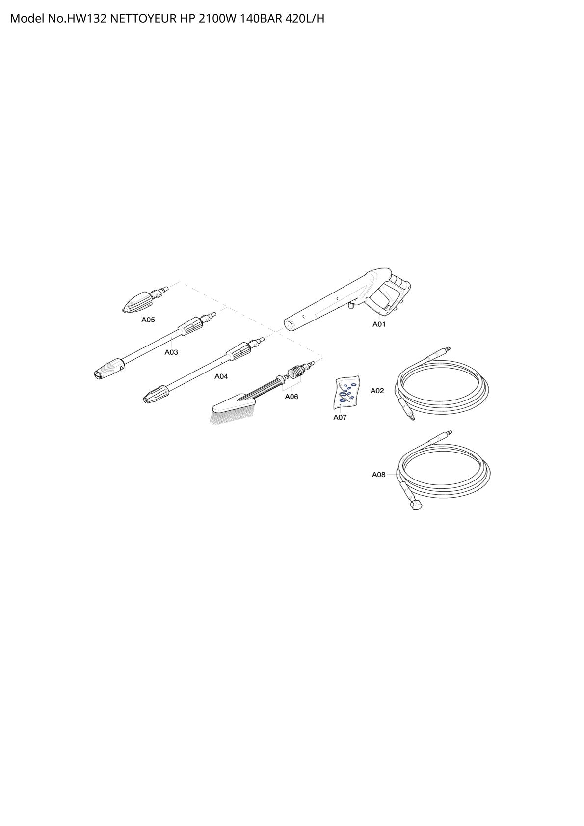 Pièces détachées nettoyeur haute pression Makita HW132