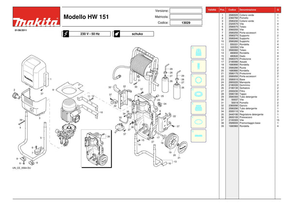 Pièces détachées nettoyeur haute pression Makita HW151