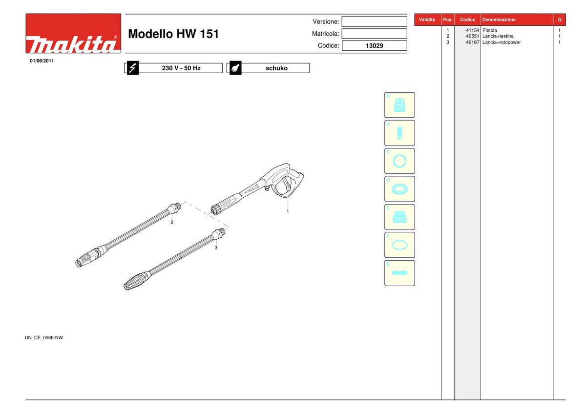 Pièces détachées nettoyeur haute pression Makita HW151