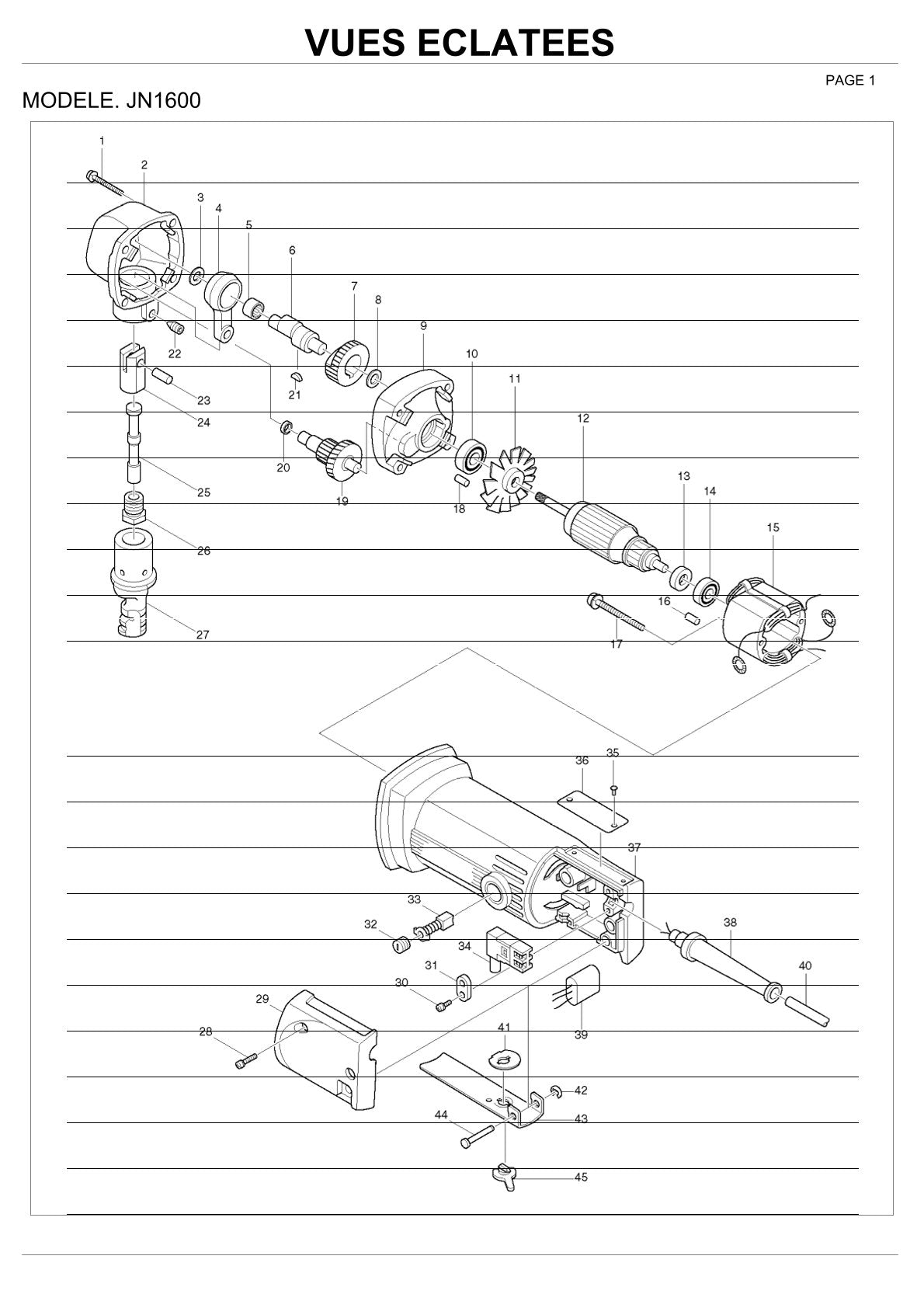 Pièces détachées grignoteuse Makita JN1600