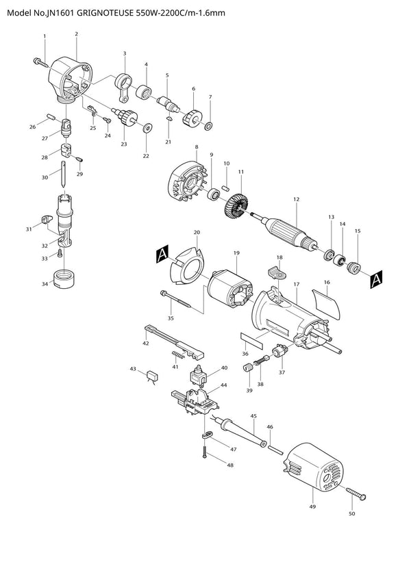 Pièces détachées grignoteuse Makita JN1601
