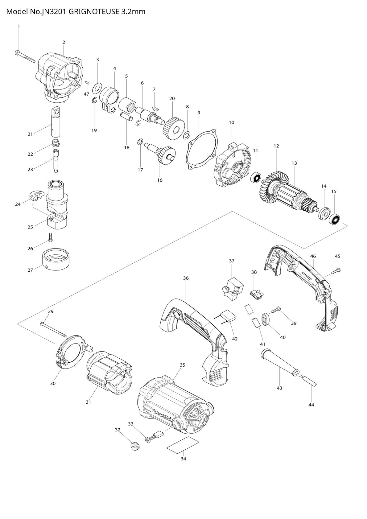 Pièces détachées grignoteuse Makita JN3201
