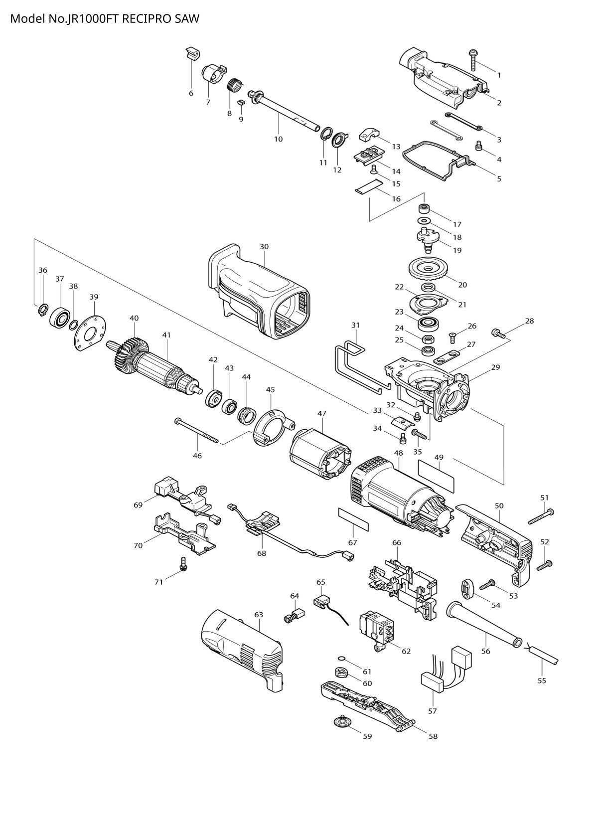 Pièces détachées scie récipro Makita JR1000FT