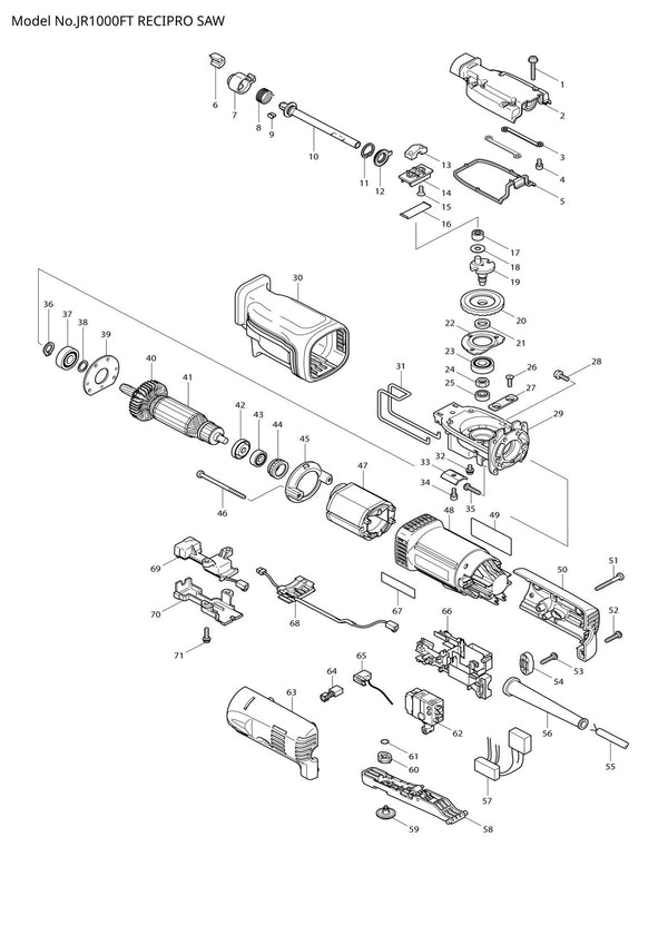 Pièces détachées scie récipro Makita JR1000FT