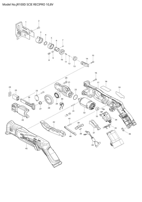 Pièces détachées scie récipro sans fil Makita JR100D
