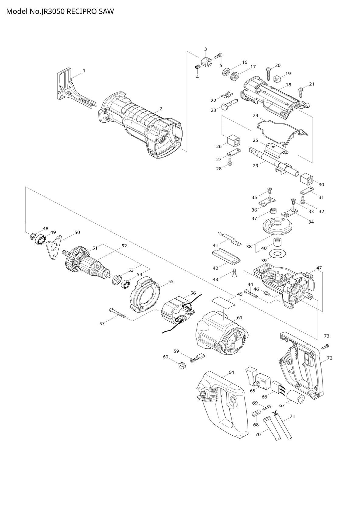 Pièces détachées scie récipro Makita JR3050