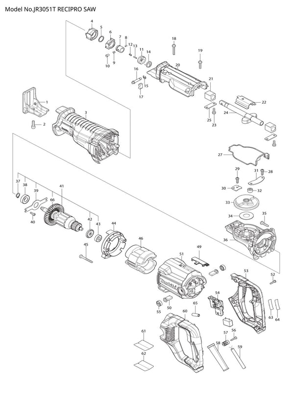 Pièces détachées scie récipro Makita JR3051T