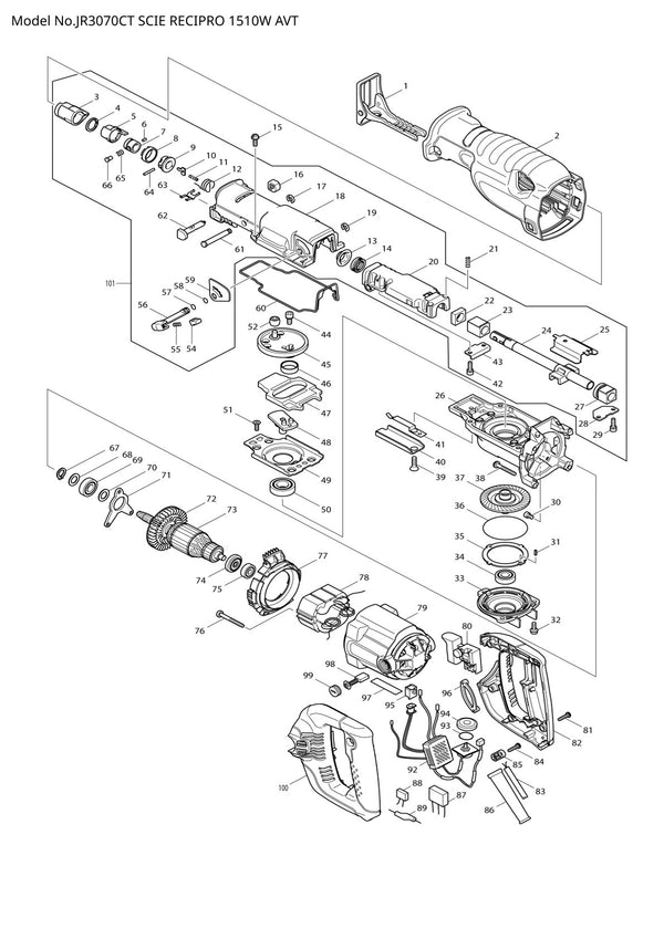 Pièces détachées scie récipro Makita JR3070CT