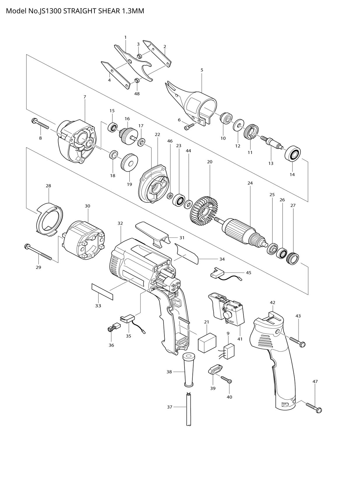 Pièces détachées cisaille Makita JS1300