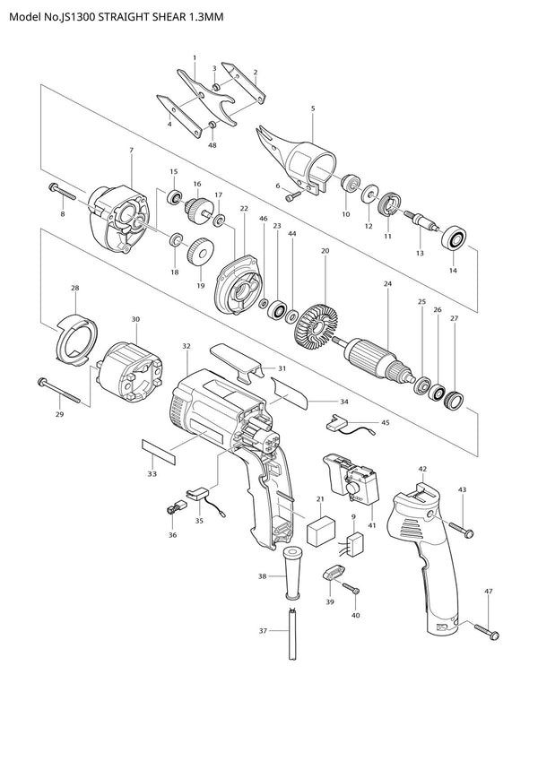 Pièces détachées cisaille Makita JS1300