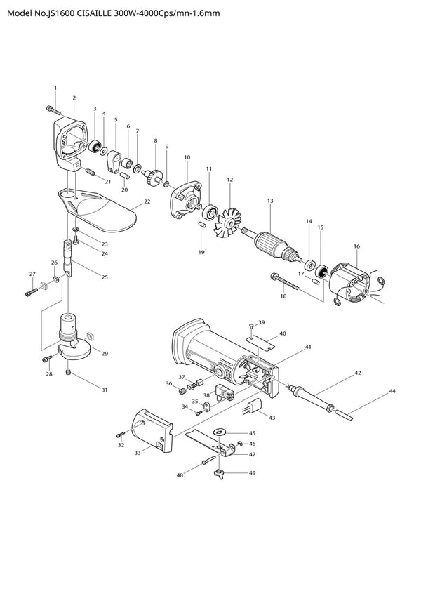 Pièces détachées cisaille Makita JS1600