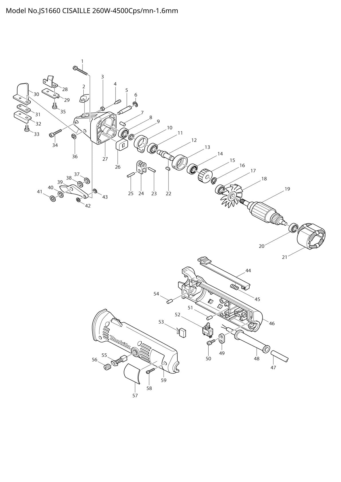 Pièces détachées cisaille Makita JS1660