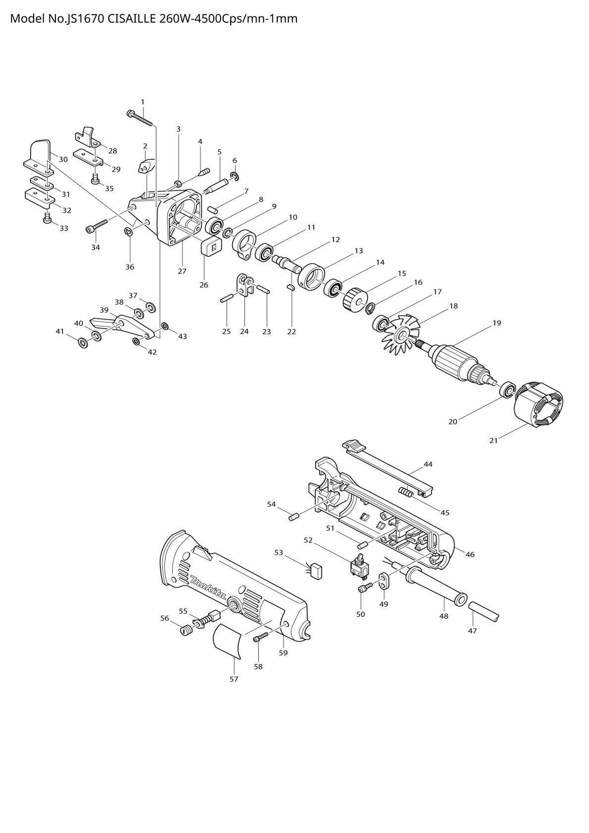 Pièces détachées cisaille Makita JS1670