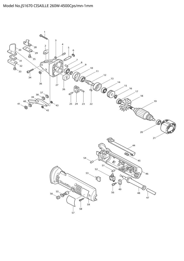 Pièces détachées cisaille Makita JS1670