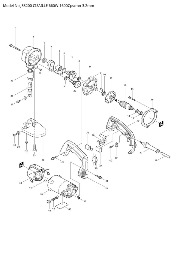 Pièces détachées cisaille Makita JS3200