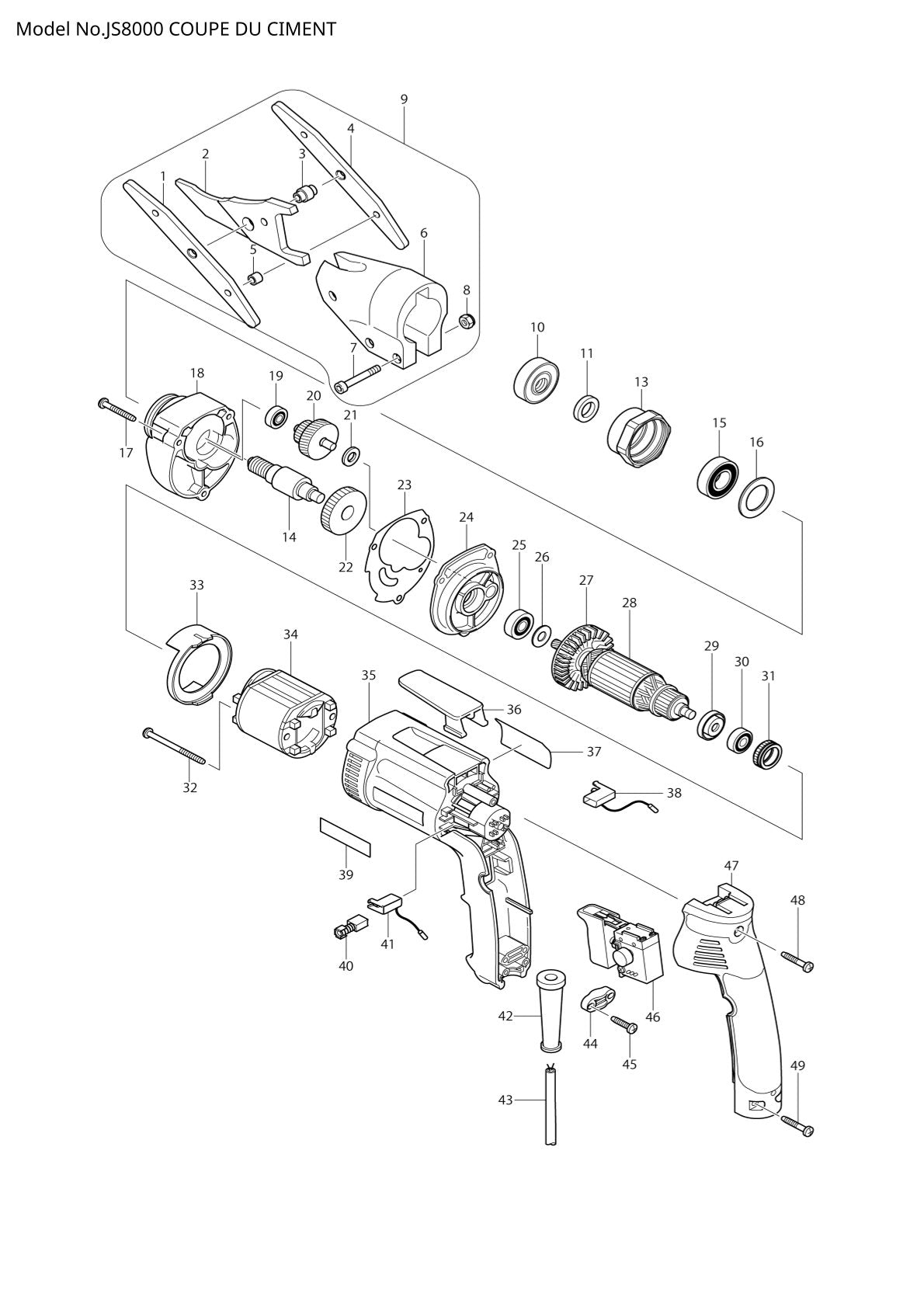 Pièces détachées cisaille Makita JS8000